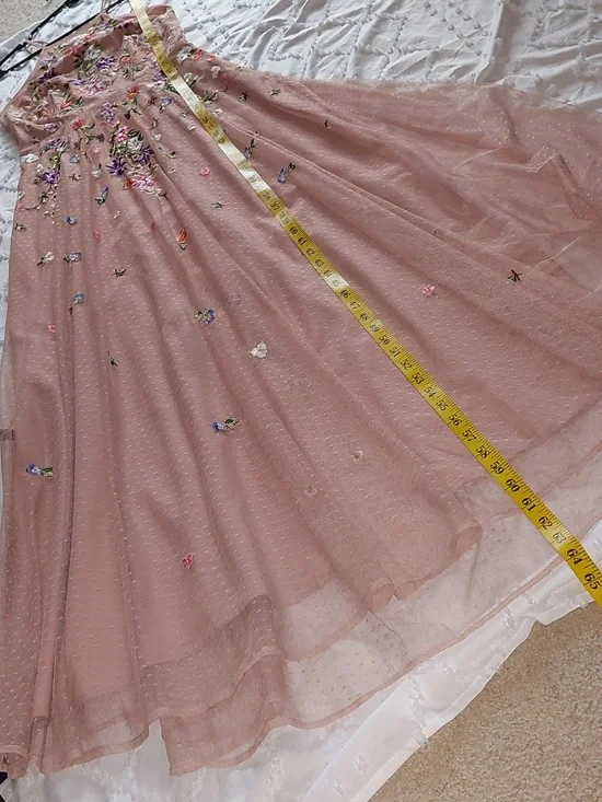 ASOS Dusty Pink Floral Embroidered Dobby Mesh Cami Strap Maxi Dress Sz 8 - Picture 13 of 15